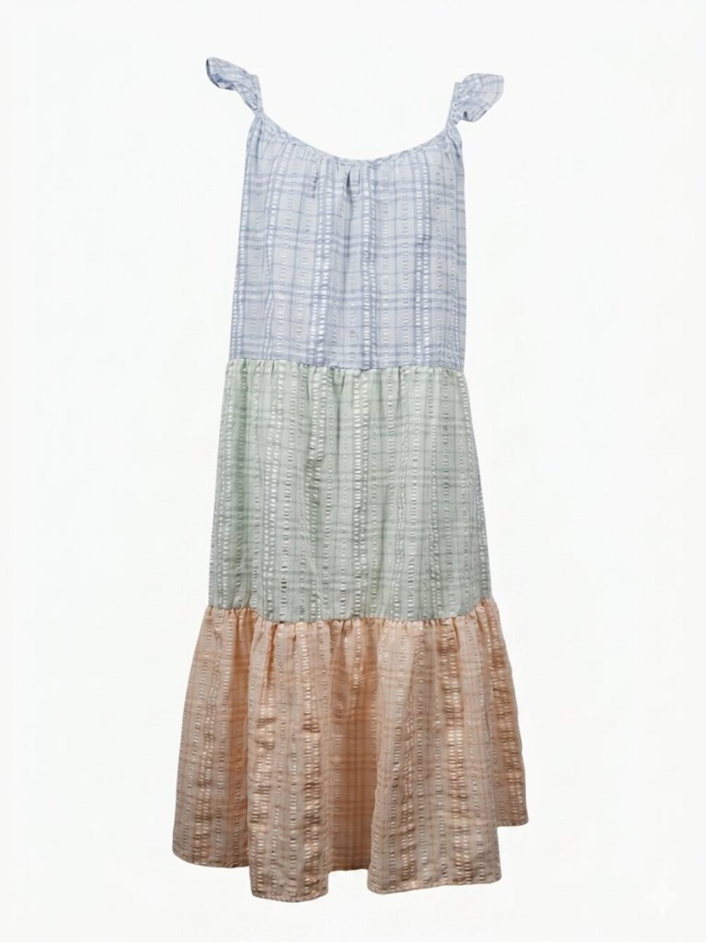 By The River Tiered Pastel Maxi Sundress Cottagecore Prairie Boho Multicolor L